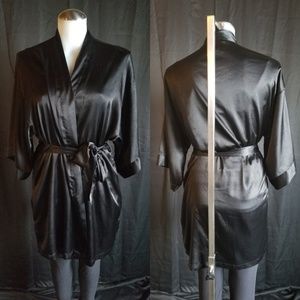 Victoria's Secret Black Satin Robe Small/Med
